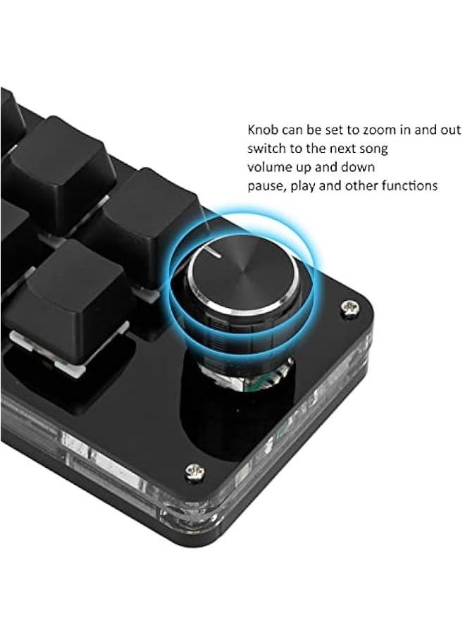 Generic - Mini Macro Mechanical Keyboard, Blue Switch 6 Key Fully Programmable Keyboard with Knob, Mini Shortcut Gaming Keypad, One Handed Mechanical Keyboard, C USB Wired (Black) - Image 1