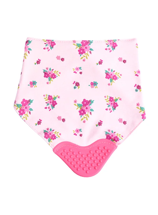 LITTLE SURPRISE BOX Little Surprise Box, 2PCS Set of Floral print premium adjustable snap button closure & Silicone Teether Flap Bibs