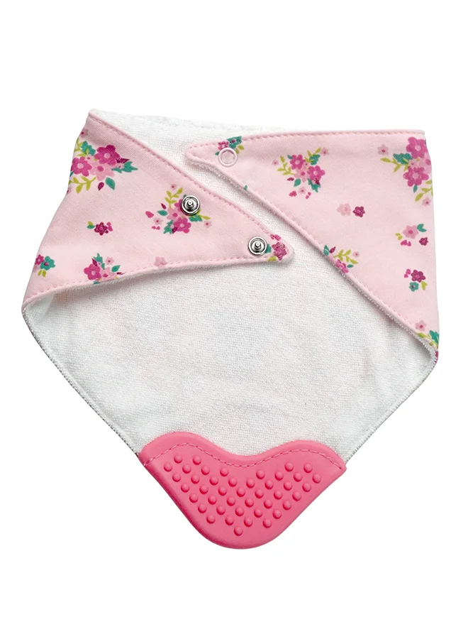 LITTLE SURPRISE BOX Little Surprise Box, 2PCS Set of Floral print premium adjustable snap button closure & Silicone Teether Flap Bibs