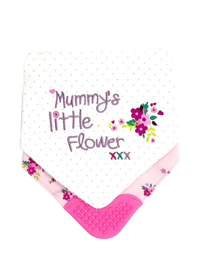LITTLE SURPRISE BOX Little Surprise Box, 2PCS Set of Floral print premium adjustable snap button closure & Silicone Teether Flap Bibs