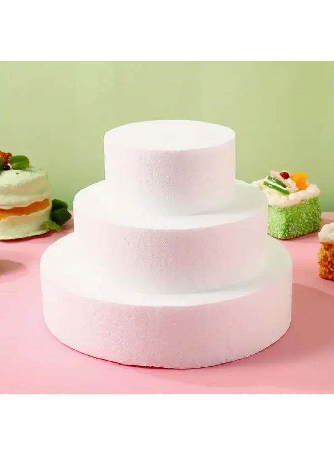 White 3 Layer Round Foam Fake Wedding Cake Decoration 6 8 10 Inch - Image 3