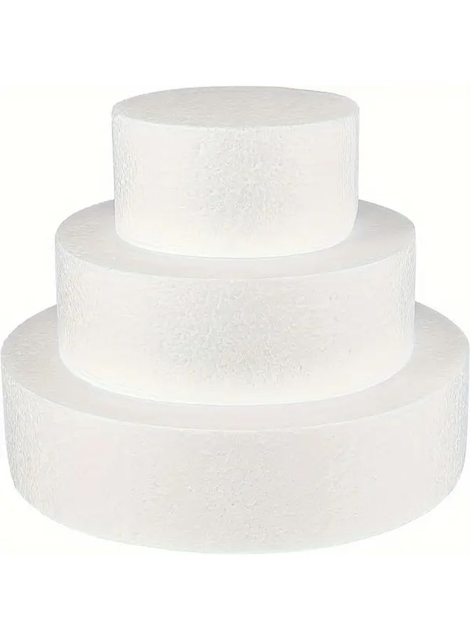 White 3 Layer Round Foam Fake Wedding Cake Decoration 6 8 10 Inch - Image 1