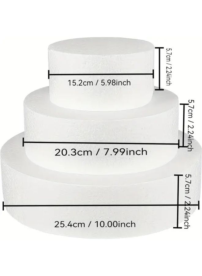 White 3 Layer Round Foam Fake Wedding Cake Decoration 6 8 10 Inch - Image 2