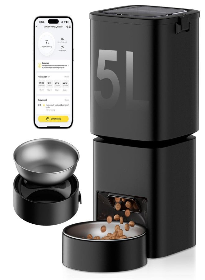 DUDUPET Automatic Cat Feeder, 5G WiFi APP Control Automatic Pet Feeder, 5L Cat Dry Food Dispenser with Remote Feeding,10 Meals Programmable 1-15 Portion Control Auto Dog Feeders for Cats,Puppy - Image 1