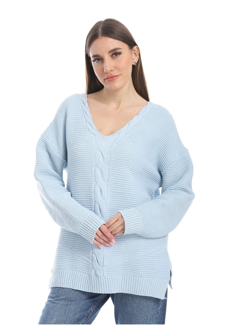 Caesar women wool plain pullover with V neck and multidesign  - Image 1