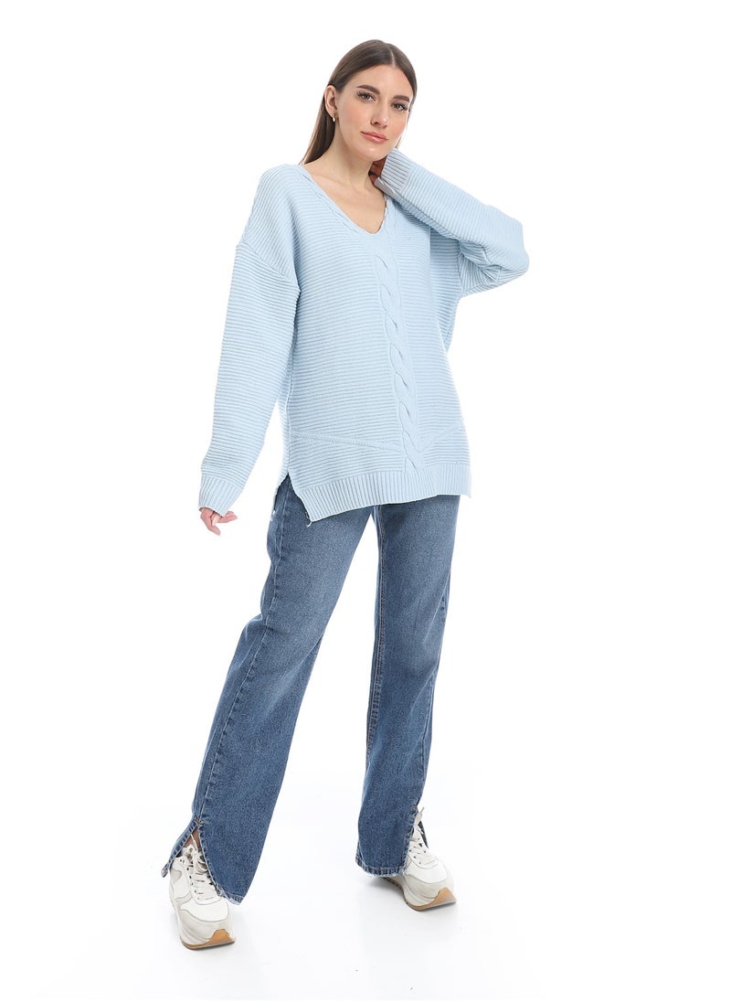 Caesar women wool plain pullover with V neck and multidesign  - Image 5