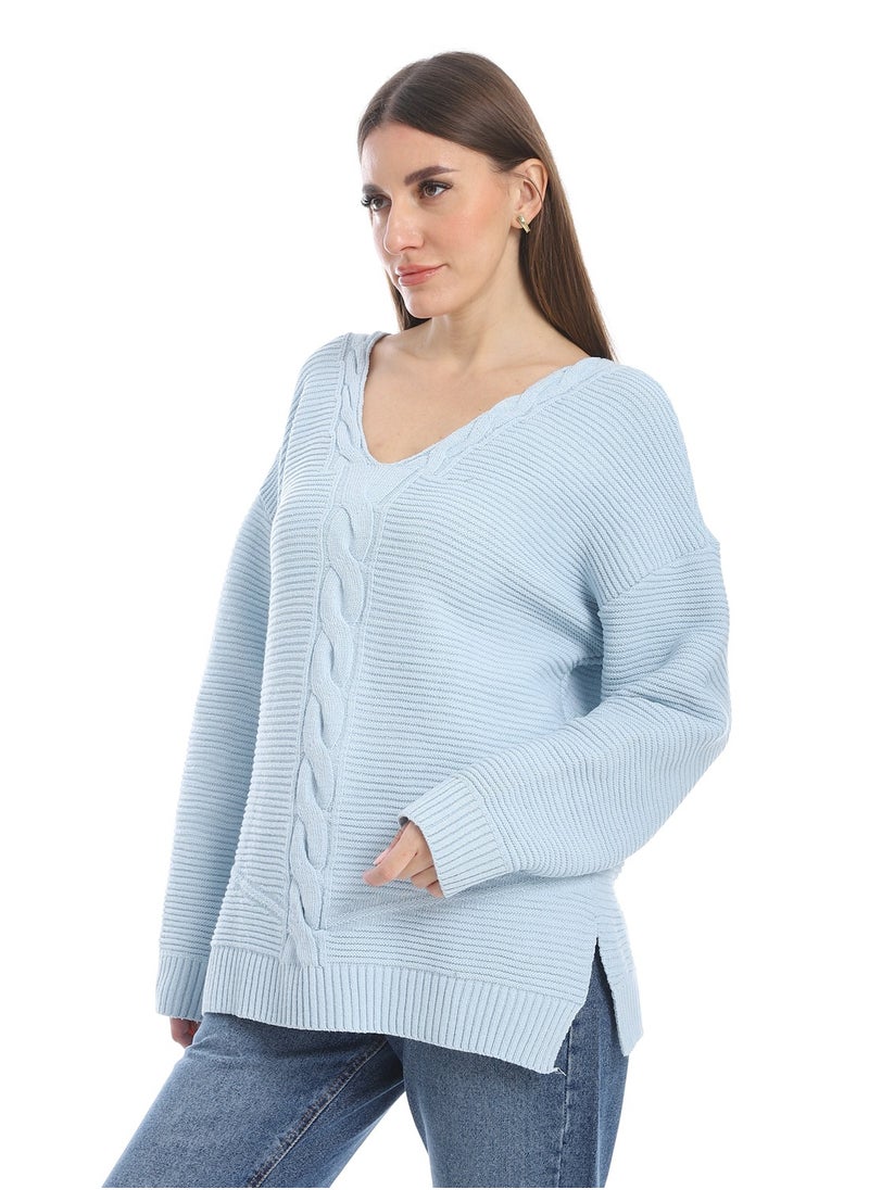 Caesar women wool plain pullover with V neck and multidesign  - Image 4