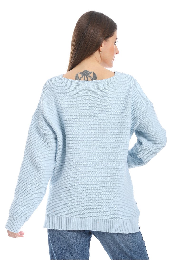 Caesar women wool plain pullover with V neck and multidesign  - Image 3