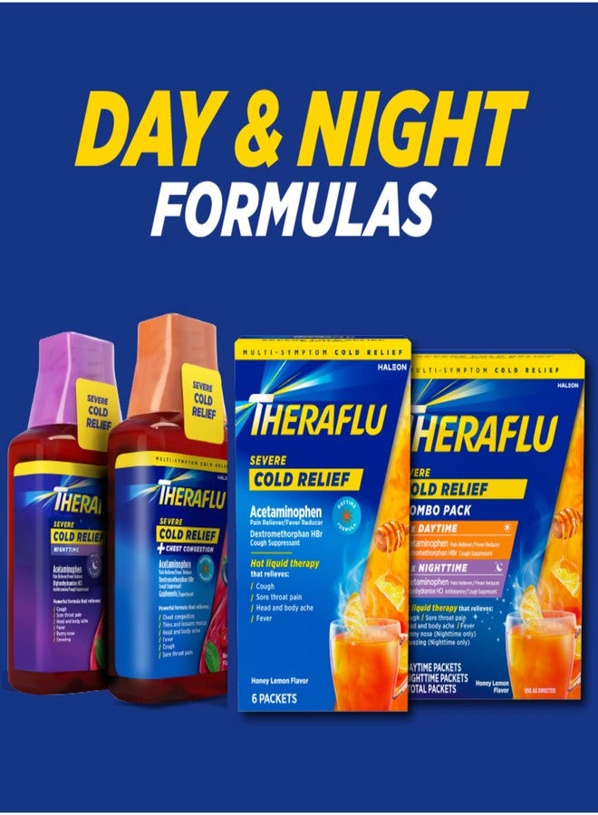 Theraflu Severe Cold Relief Hot Liquid Powder Combo: 12ct Daytime/Nighttime Honey Lemon Flavor + 6ct Daytime Honey Ginger Flavor - Image 4