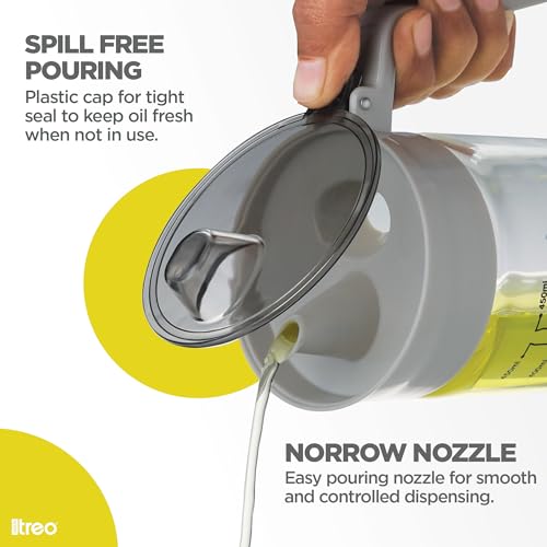 Treo By Milton Flow Oil Dispenser For Kitchen | Leak-Proof & BPA-Free | Food-Safe High Borosilicate Glass | Non-Porous with Capacity Indicator | Durable & Stylish Kitchen Accessory, 500 ml - Image 3