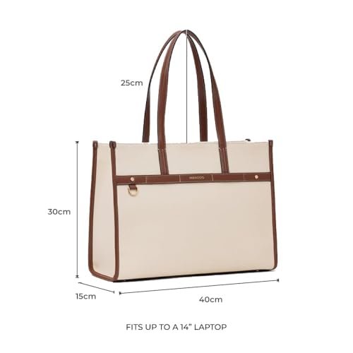 Miraggio Cruise Canvas Tote Bag For Women | Tote Bags for Women for Office Use | Fits Upto 16" Laptop | Ladies Shoulder Purse (Brown) (Black) - Image 3