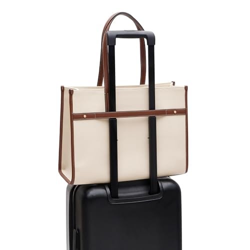 Miraggio Cruise Canvas Tote Bag For Women | Tote Bags for Women for Office Use | Fits Upto 16" Laptop | Ladies Shoulder Purse (Brown) (Black) - Image 5