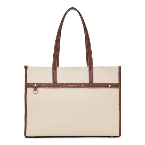 Miraggio Cruise Canvas Tote Bag For Women | Tote Bags for Women for Office Use | Fits Upto 16" Laptop | Ladies Shoulder Purse (Brown) (Black) - Image 1