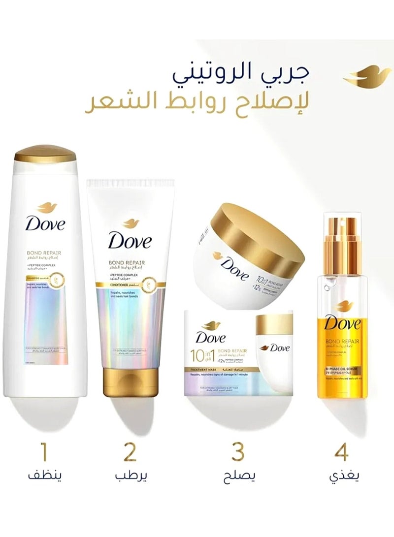 دوف بوند شامبو لإصلاح الشعر التالف والجاف، 350 ملل + بلسم 180 ملل + سيروم زيت 80 ملل + قناع شعر 265 ملل - Image 1