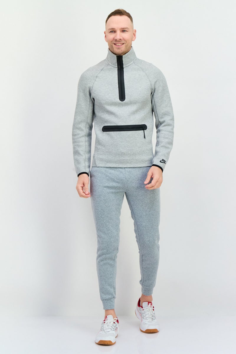 Nike Men Sportswear Fit Half Zip Long Sleeve Outdoor Sweatshirt, Grey - Image 4