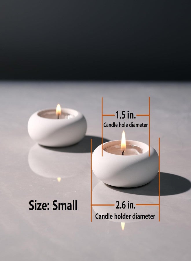 ICNBUYS Handmade Decorative Pebble Tealight Candle Holders Set of 8 - Handcrafted Home Decor Accent for Calming Earthy Aesthetic White Cement Diameter 2.6 inches - Image 5