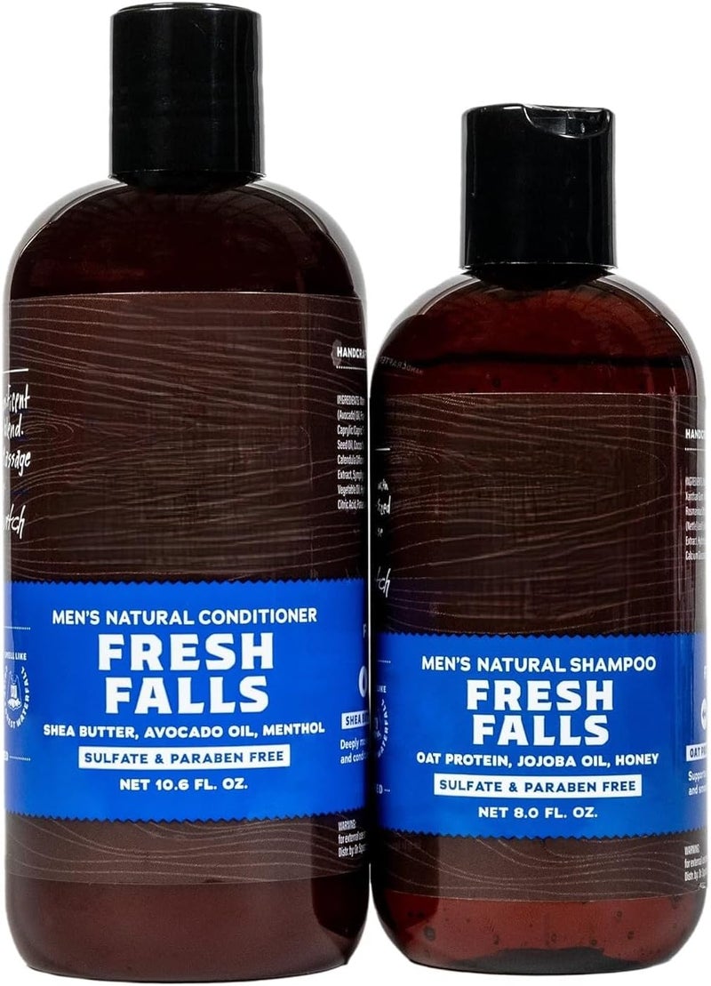 Fresh Falls Shampoo 8 fl oz Conditioner 115 fl oz Bundle for Men Keep Hair Looking Smooth Healthy Hydrated Naturally Sourced and Moisturizing Mens Shampoo and Conditioner