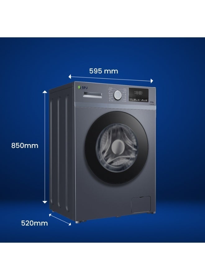 SPJ High Performance Front Load Washing Machine 8KG, Premium Quality Fully Automatic Washer 1200 RPM, BLDC Inverter Motor, A+++ Energy Efficient, LED Display, Multiple Wash Programs, Durable Design, Low Noise, Floor Standing for Home, Grey - Image 5