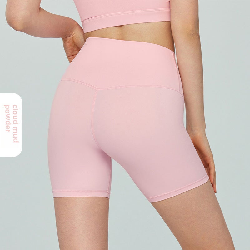 Seamless High-Waist Yoga Shorts Womens Fitness Cloud mud powder 