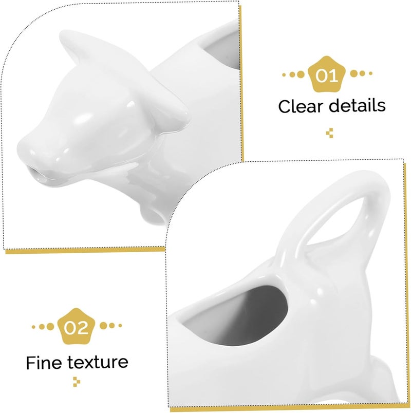 Generic 2pcs Ceramic Milk Jug Milk Warmer Sauce Lab Coffee Travel Mug Leak Proof Creamer Pitcher with Handle Milk Warmer Pot Cup Holder Double The Animal Milk Pitcher Ceramics White - Image 5