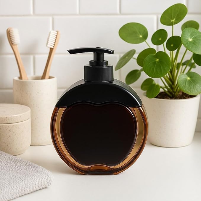 Copelle Apple-Shaped soap Dispenser for wash Basin Plastic Detachable Hand sanitizer Shower Gel Bottle for Bathroom handwash Dispenser Bottle Kitchen Accessories Items for Home (Black) (Pack of 1) - Image 5