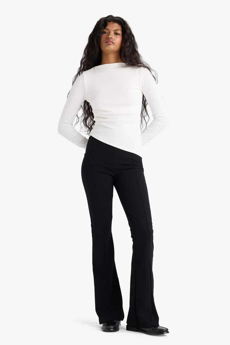 DeFacto Flare Fit High Waist Crepe Trousers