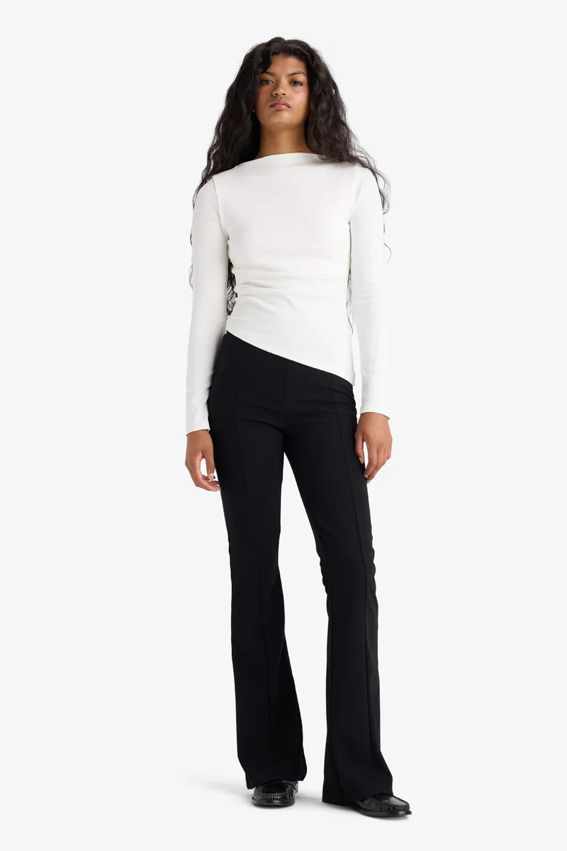 DeFacto Flare Fit High Waist Crepe Trousers