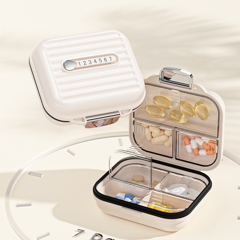 Portable medicine box sub-packing box for seven days a week portable small medicine dispenser sub-grid pill jewelry storage sealed box(Pink trumpet -7 squares) - Image 2