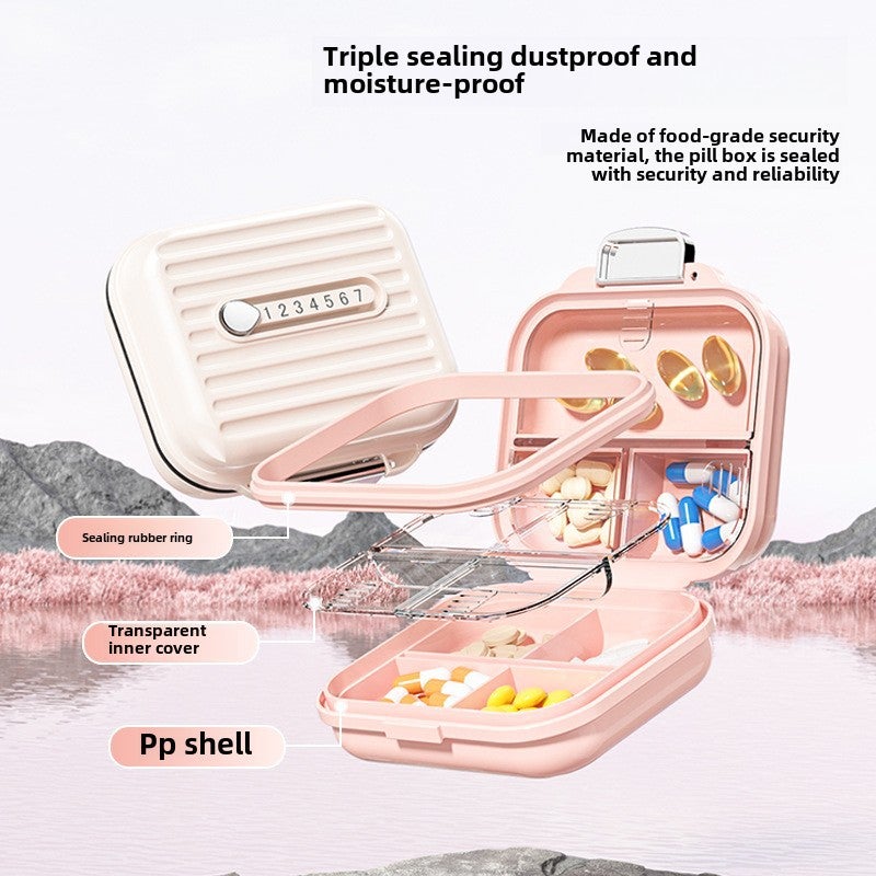 Portable medicine box sub-packing box for seven days a week portable small medicine dispenser sub-grid pill jewelry storage sealed box(Pink trumpet -7 squares) - Image 4