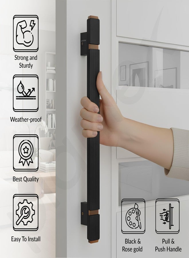Plantex 12 Inch Main Door Handle/Aluminium Handle for Door/Black Pull-Push Handle for Home/Office/3 Years Warranty Pack of 1 (APS-613, Black & Rose Gold) - Image 3