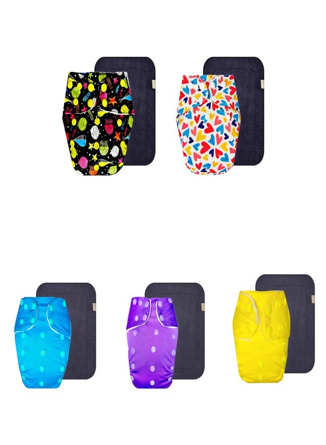 Dumbledo Premium Cloth Diaper with Gray Insert (Pack of 5) | Hypoallergenic | 6-Layer Absorbent Pad | Travel Friendly | Trusted by Moms | 3 Months - 3 Years | Unisex Baby - Image 1