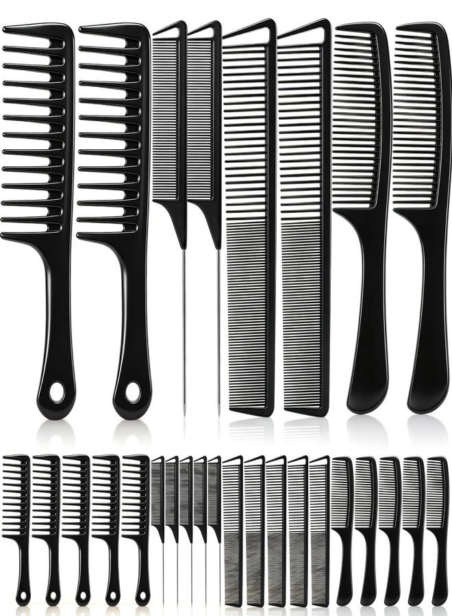 Twistover 6 Set 24 Pcs Hair Brush Comb Set, Wide Tooth Rat Tail Fine Tooth Hair Combs for Women Men Braiding Cutting Barber Styling Curly Parting - Image 1