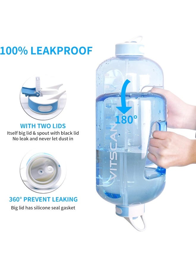 Vitscan Vitscan BPA-free Water Bottle with Straw & Time Marker (3790ml/ 3.8l, Blue)  - Image 5