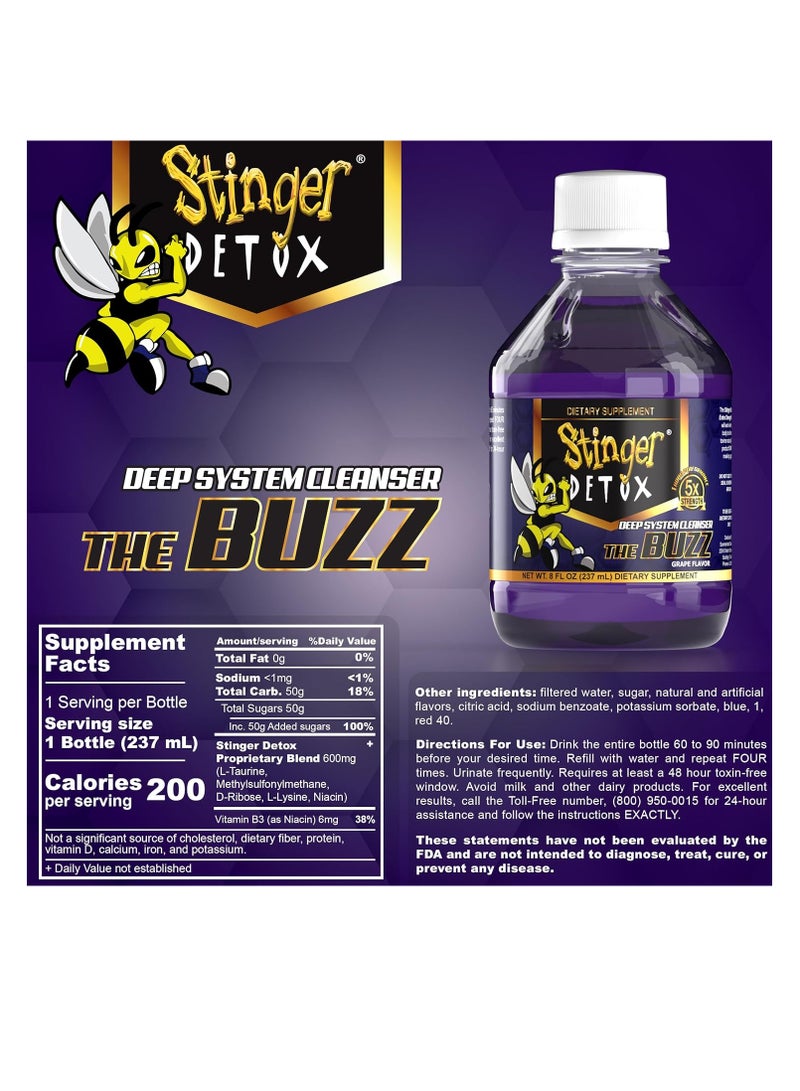Stinger Detox Buzz 5X Extra Strength Drink Grape Flavor 8 FL OZ - Image 3