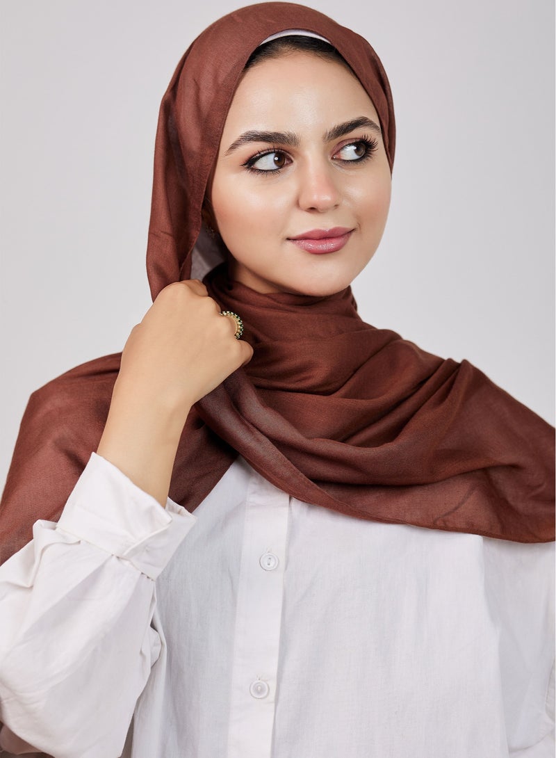 FLOWER Plain Cotton Modal Veil - Brown Chocolate - Image 1