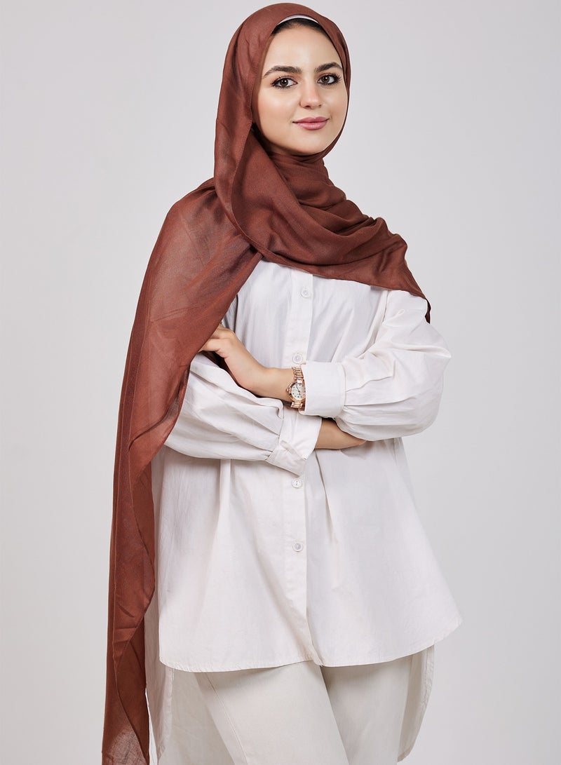 FLOWER Plain Cotton Modal Veil - Brown Chocolate - Image 2
