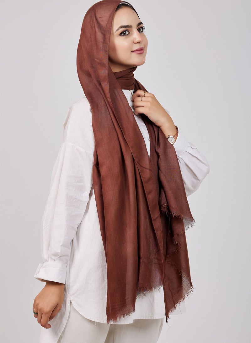 FLOWER Plain Cotton Modal Veil - Brown Chocolate - Image 3