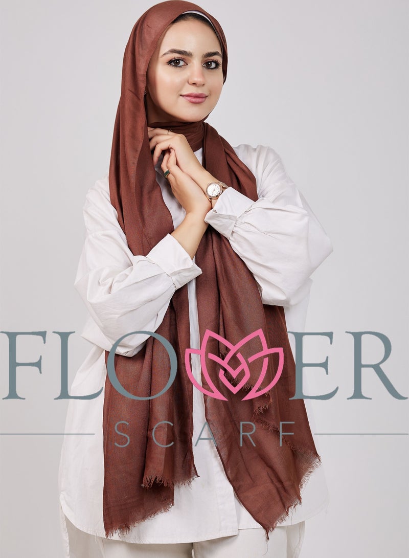 FLOWER Plain Cotton Modal Veil - Brown Chocolate - Image 4
