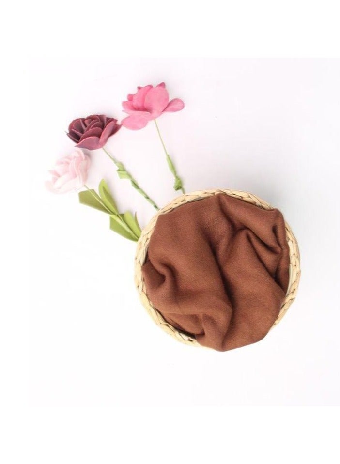 FLOWER Plain Cotton Modal Veil - Brown Chocolate - Image 5