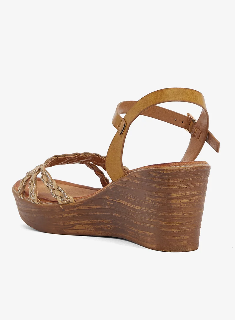 Savannah Collection Tan Mid Wedged Casual Sandal for Women | Best Price UAE