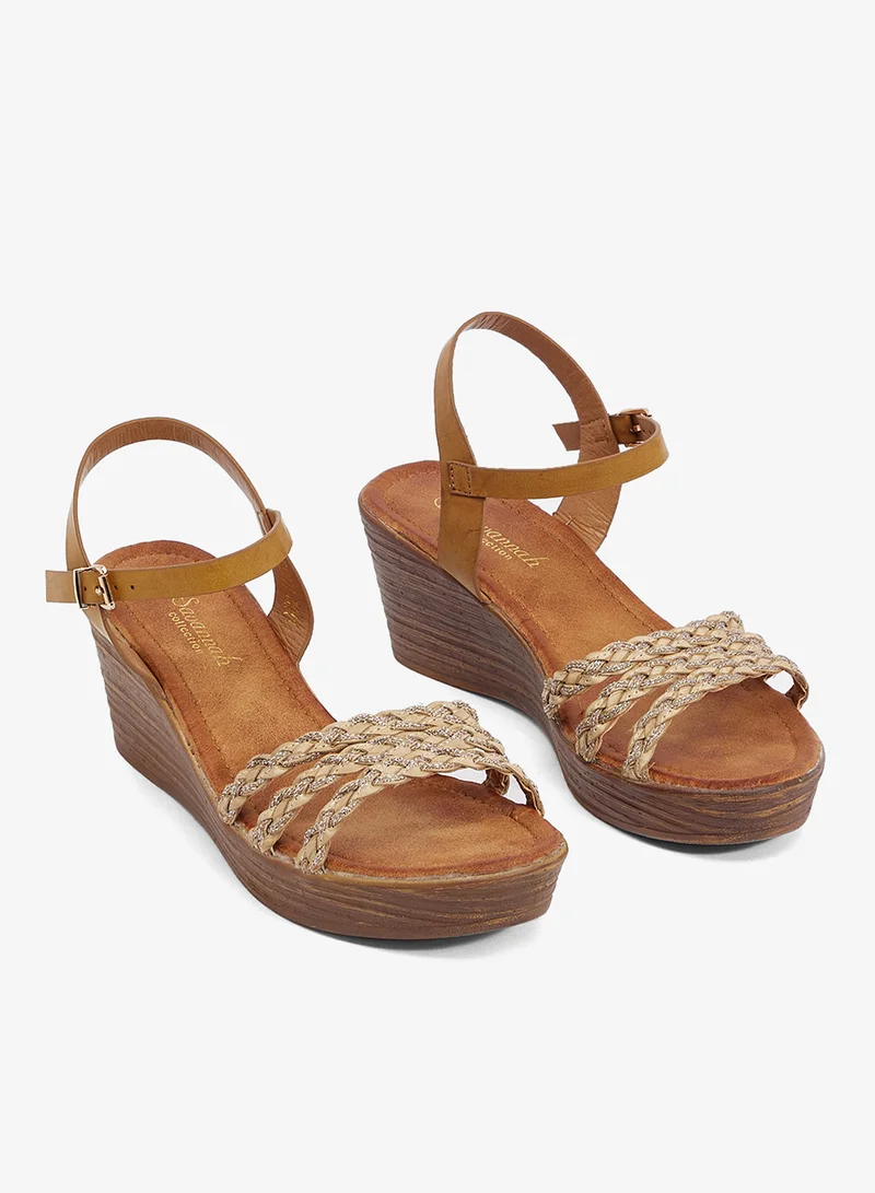 Savannah Collection Tan Mid Wedged Casual Sandal for Women | Best Price UAE