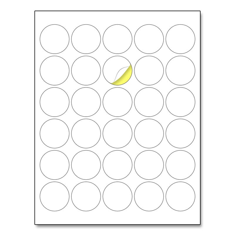 TownStix 1.5" Round Matte White Sticker Label, Laser/Inkjet Printing - Letter Size, 30 Sheets - Image 1