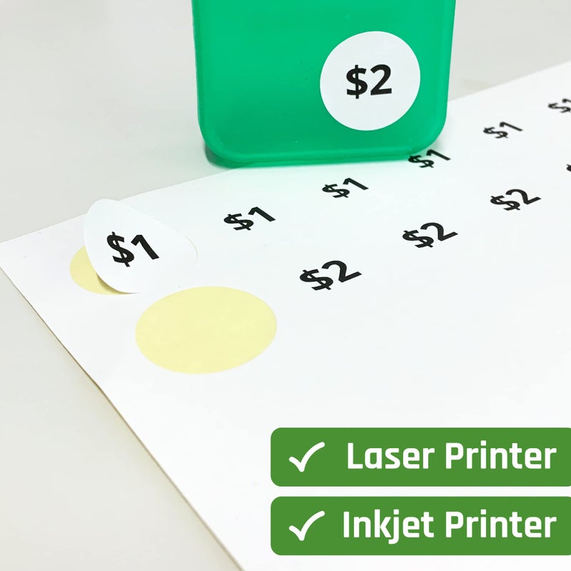 TownStix 1.5" Round Matte White Sticker Label, Laser/Inkjet Printing - Letter Size, 30 Sheets - Image 3