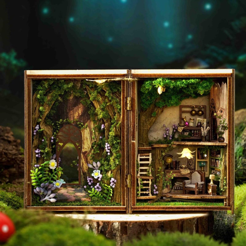 CUTEROOM Diy Miniature House Kit  Cuteroom Mini House Kit For Adult To Build  Wooden Dollhouse Making Kit With Furniture  Christmas Birthday Gifts (Forest Wonderland) - Image 4