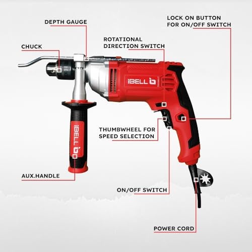 IBELL TOOLS IBELL Industrial Impact Drill ID13-30,1100W, Copper Armature, Chuck 13mm manual, 0-3000 RPM, 2 mode selector, Forward/Reverse with variable speed - Image 3