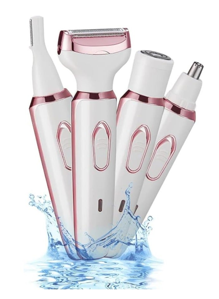 Generic Electric Razors Shaver for Women Painless 4 in1 Women Shaver Cordless Rechargeable Facial Eyebrow Razors & Nose Hair Trimmer Lips Body  Trimmer for Womens Grooming Kit  - Image 1