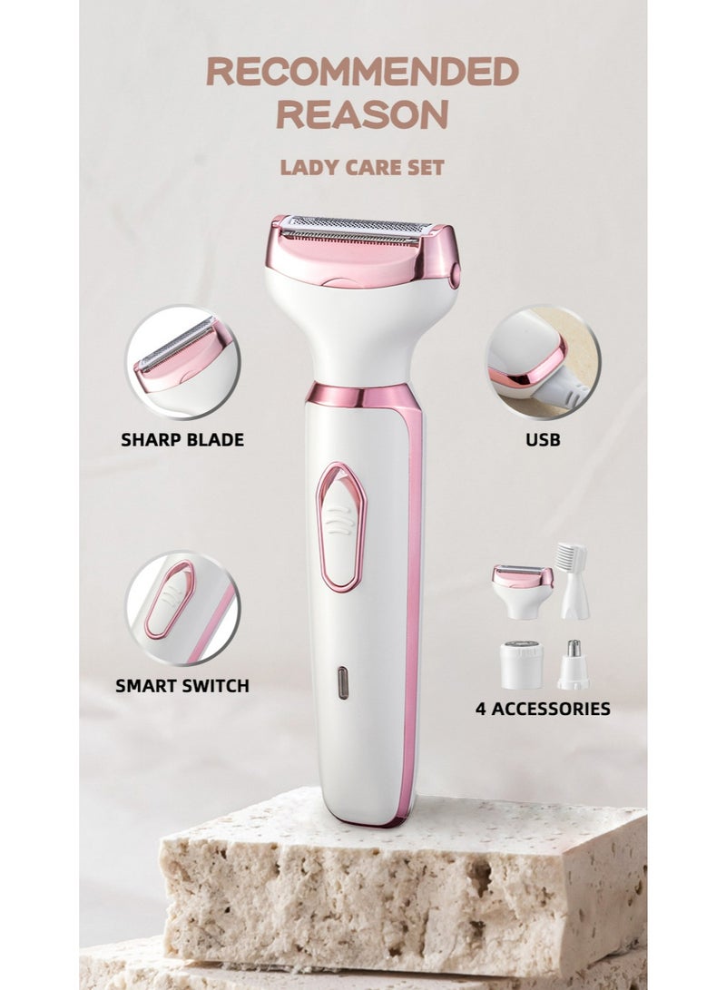 Generic Electric Razors Shaver for Women Painless 4 in1 Women Shaver Cordless Rechargeable Facial Eyebrow Razors & Nose Hair Trimmer Lips Body  Trimmer for Womens Grooming Kit  - Image 5