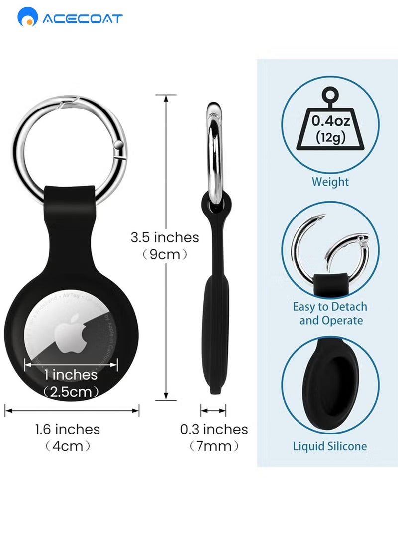 ACECOAT 4 Pack Protective Air Tag Case Waterproof Liquid Silicone for Apple Airtags Keychain Key Ring Anti Lost AirTag Tracker Holder Anti Scratch Air Tags Cover Loop Finder Items GPS Accessories - Image 3