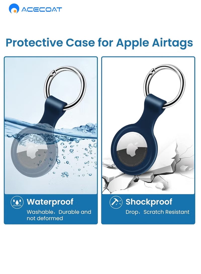 ACECOAT 4 Pack Protective Air Tag Case Waterproof Liquid Silicone for Apple Airtags Keychain Key Ring Anti Lost AirTag Tracker Holder Anti Scratch Air Tags Cover Loop Finder Items GPS Accessories - Image 4
