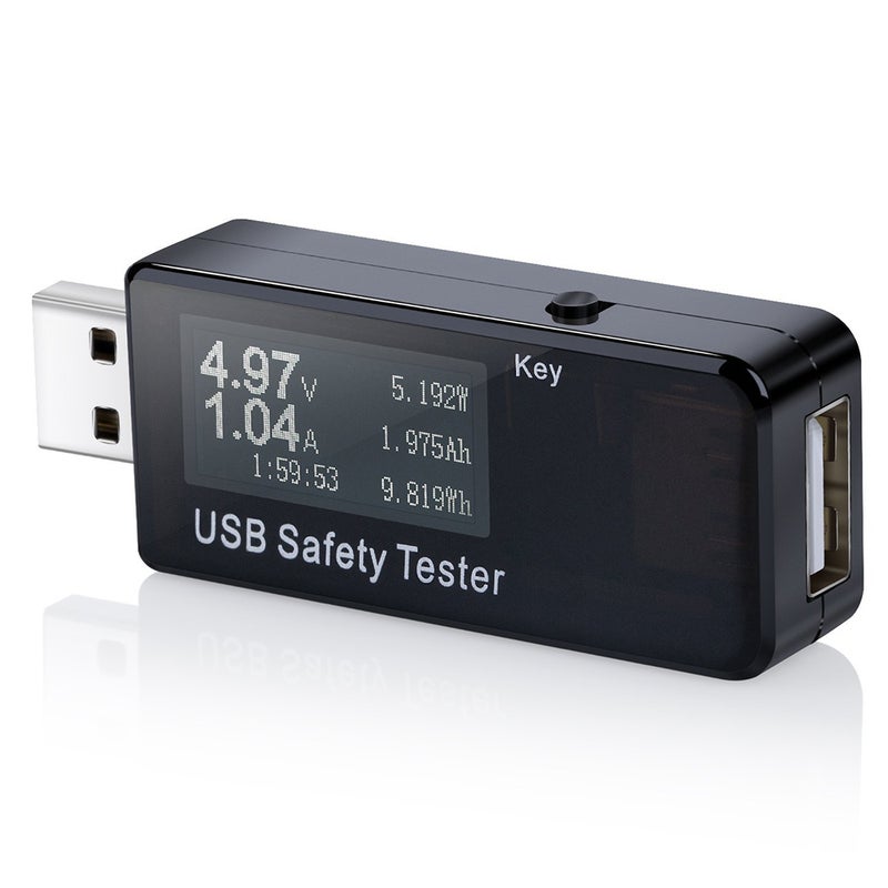 USB Digital Tester Current Voltage Monitor DC 5.1A 30V Amp Voltage Meter Test Speed of Chargers Cables Capacity of Power Banks Black - Image 1